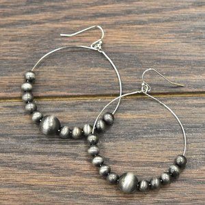 Navajo Style Pearl Hoop Dangle Earrings